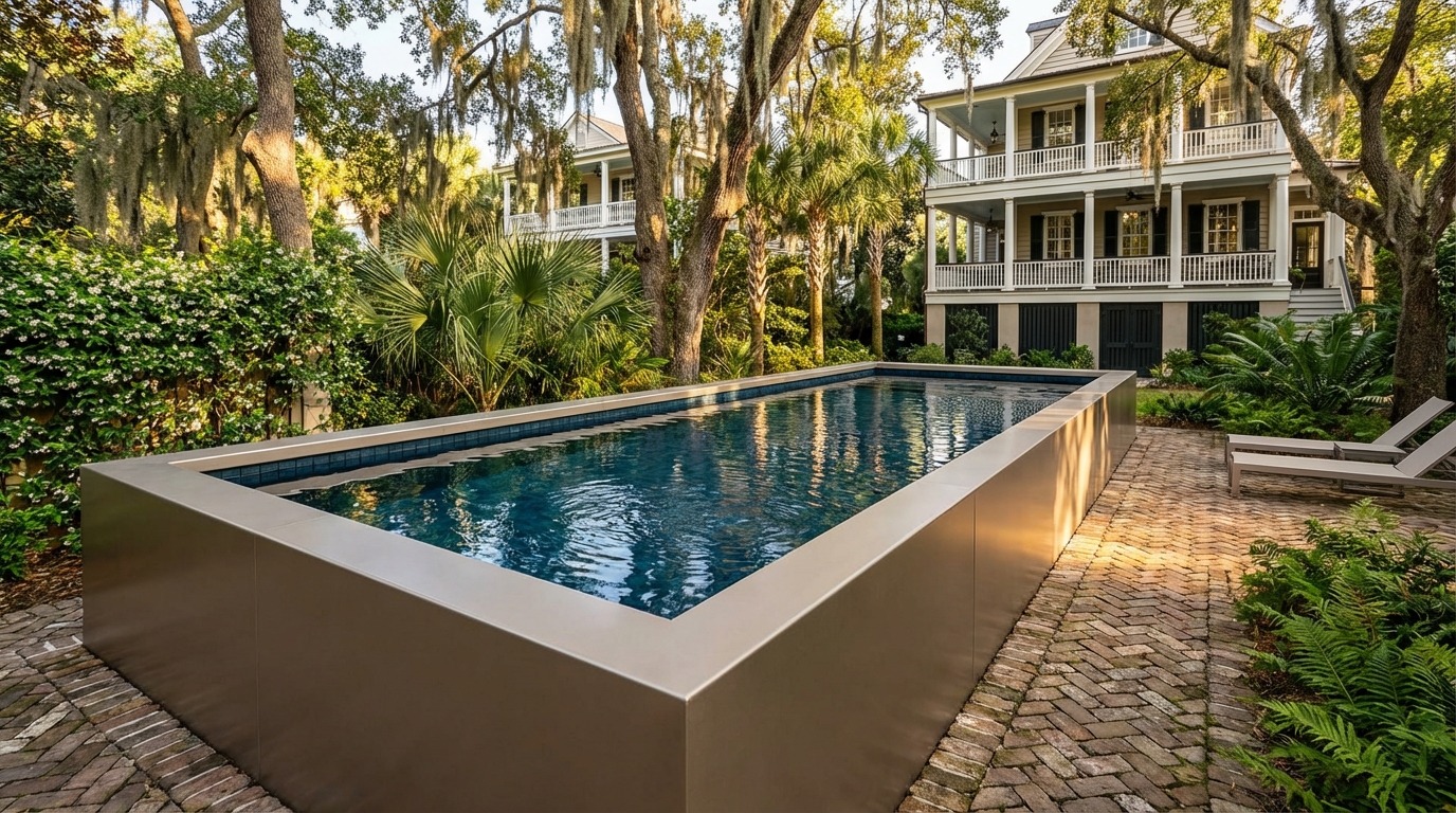 12 x 28 Champagne Mist Black Sapphire Architectural Pool