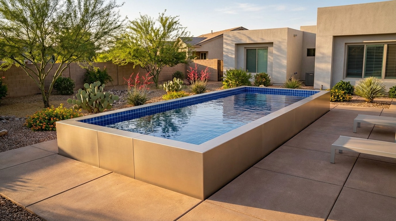 12 x 28 Champagne Mist Blue Matrix Architectural Pool