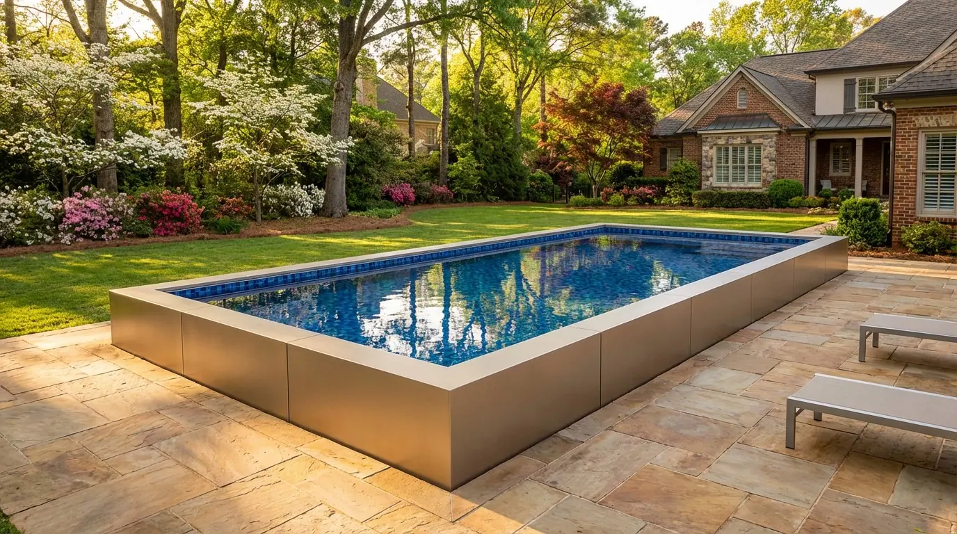 12 x 28 Champagne Mist Mystic Blue Architectural Pool