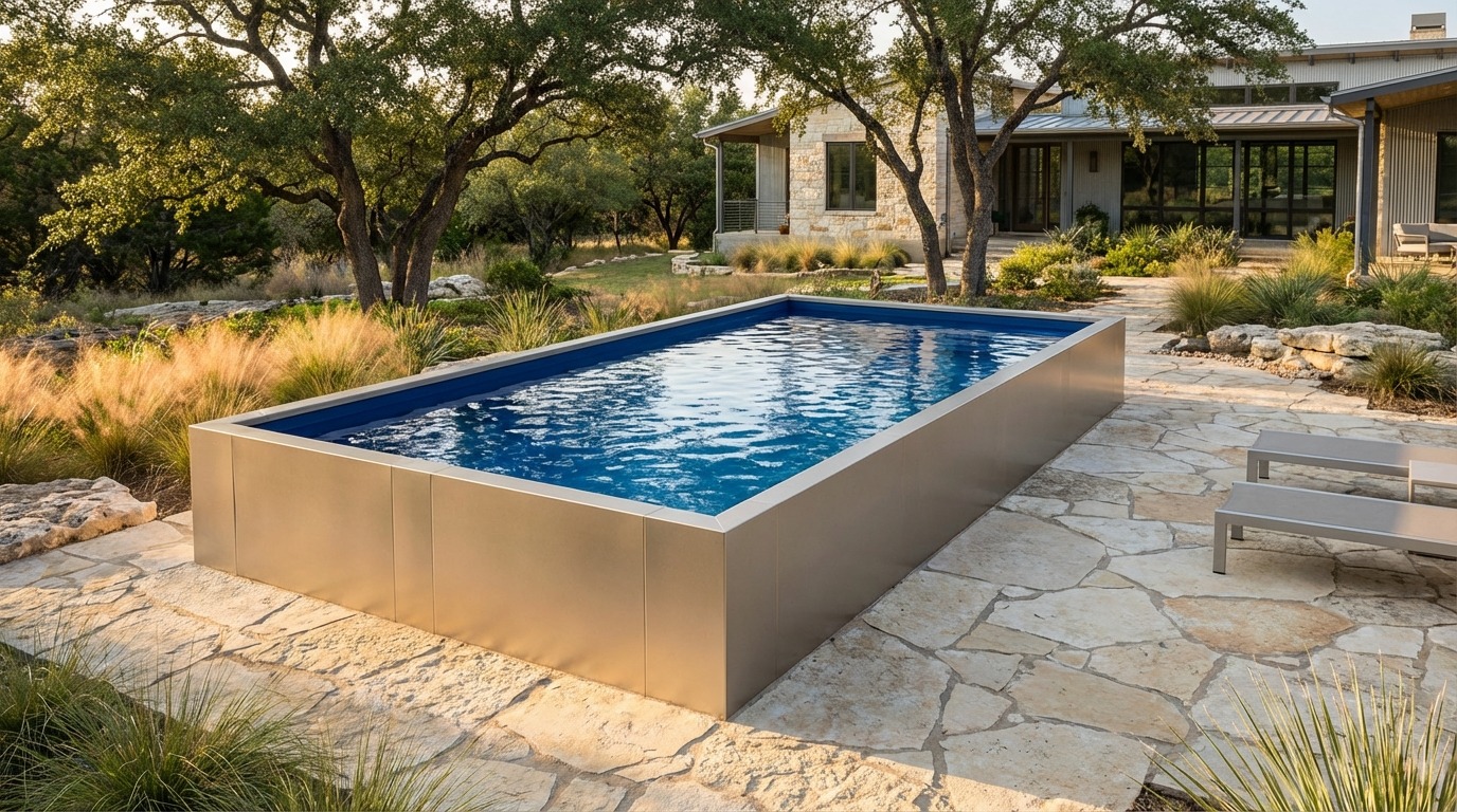 12 x 28 Champagne Mist Deep Sea Blue Architectural Pool