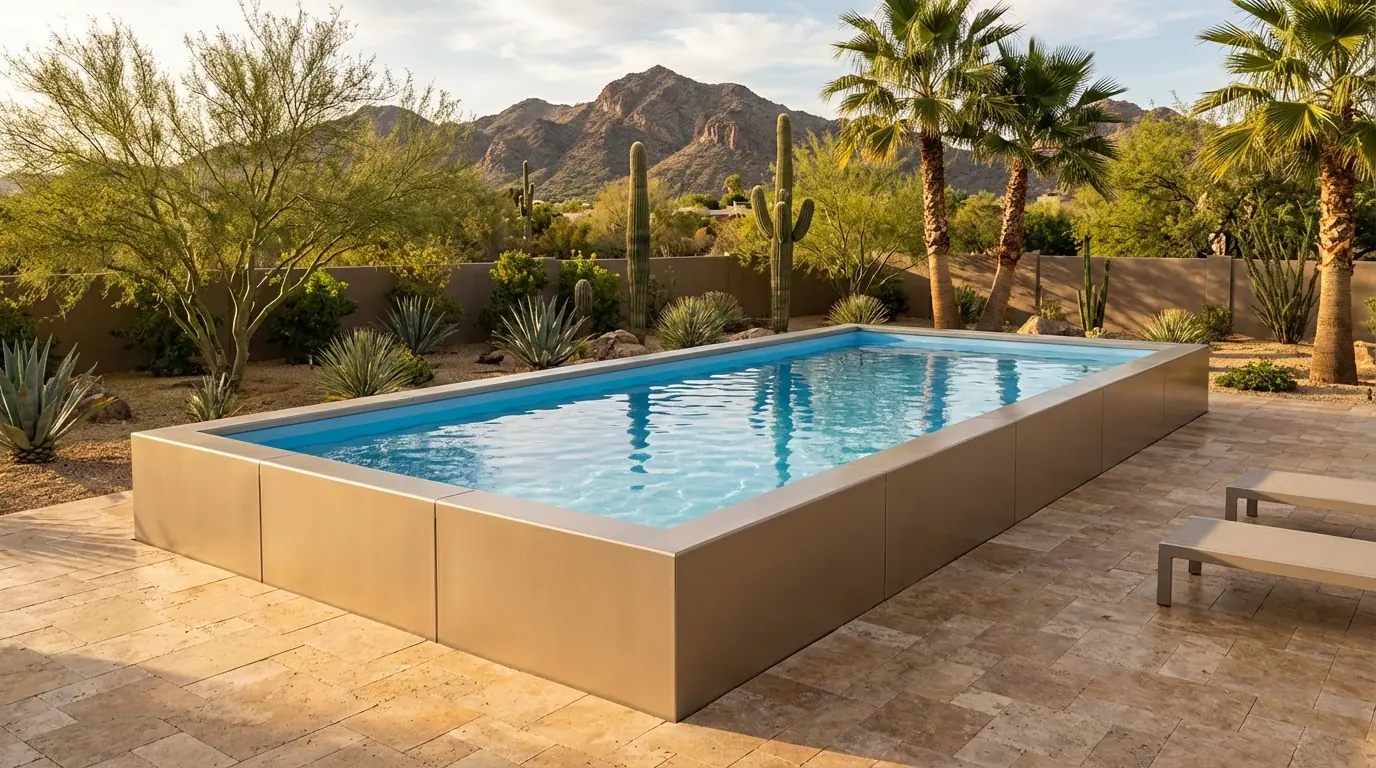 12 x 28 Champagne Mist Aqua Blue Architectural Pool