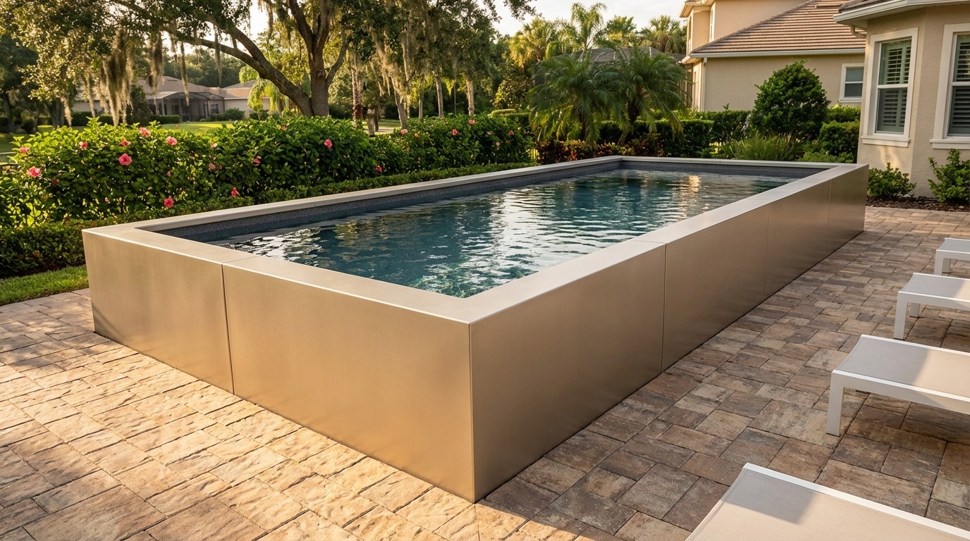 12 x 28 Champagne Mist Titanium Stone Architectural Pool