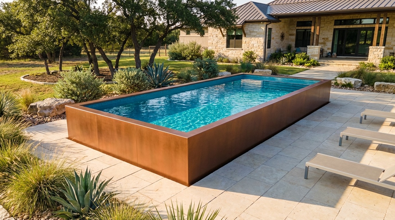 12 x 28 Espresso Copper Blue Topaz Architectural Pool