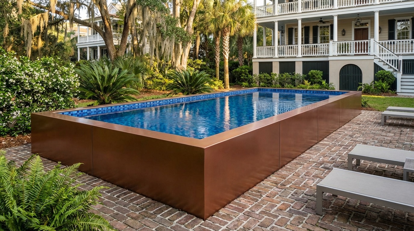 12 x 28 Espresso Copper Mystic Blue Architectural Pool
