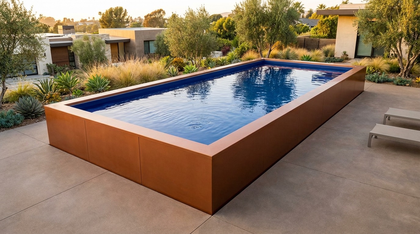 12 x 28 Espresso Copper Deep Sea Blue Architectural Pool