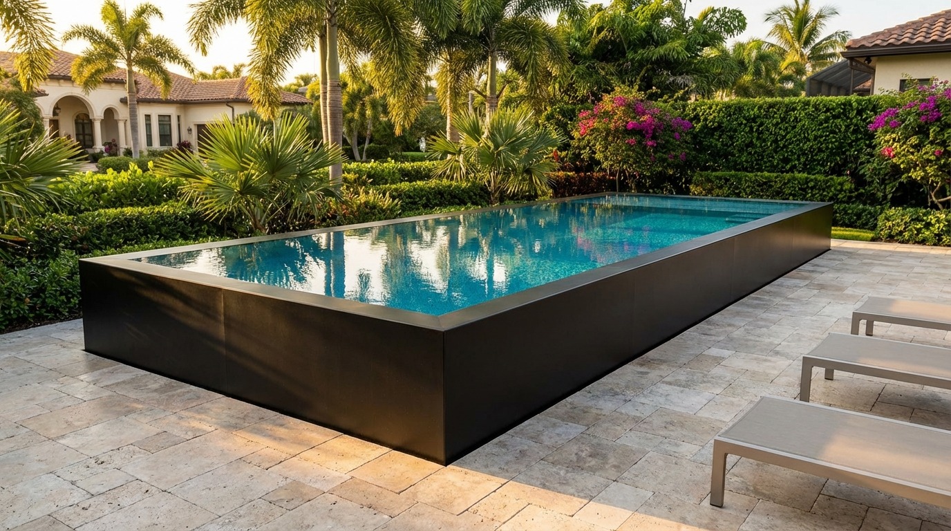 12 x 28 Midnight Black Blue Topaz Architectural Pool