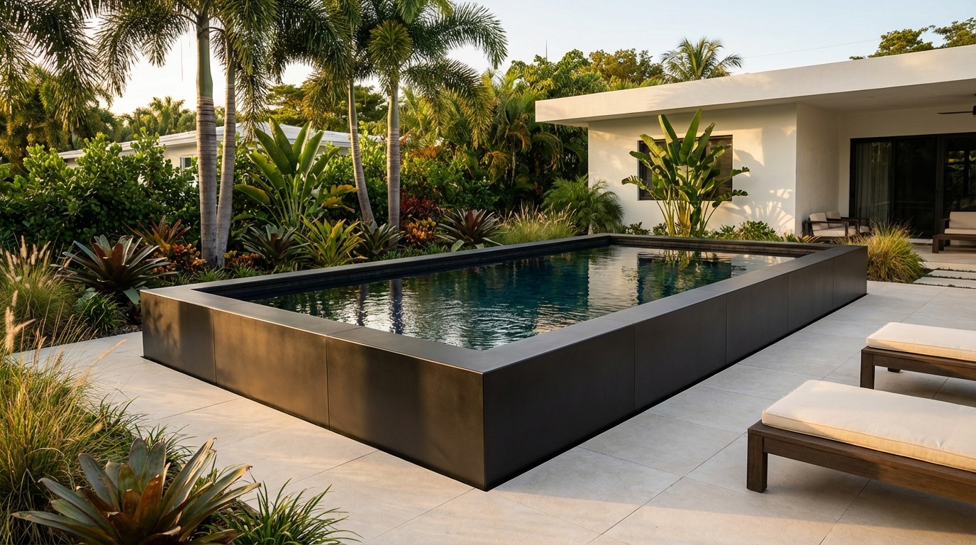 12 x 28 Midnight Black Black Sapphire Architectural Pool