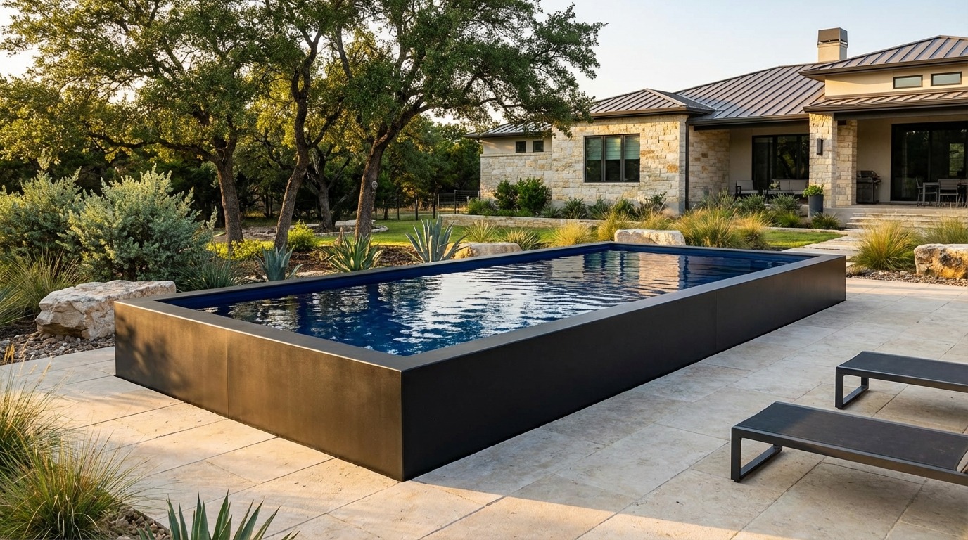 12 x 28 Midnight Black Deep Sea Blue Architectural Pool