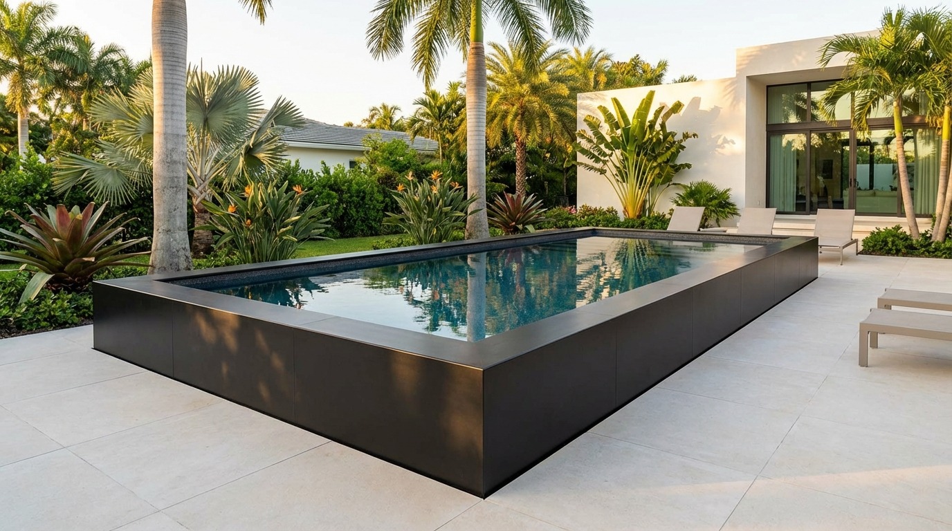 12 x 28 Midnight Black Titanium Stone Architectural Pool