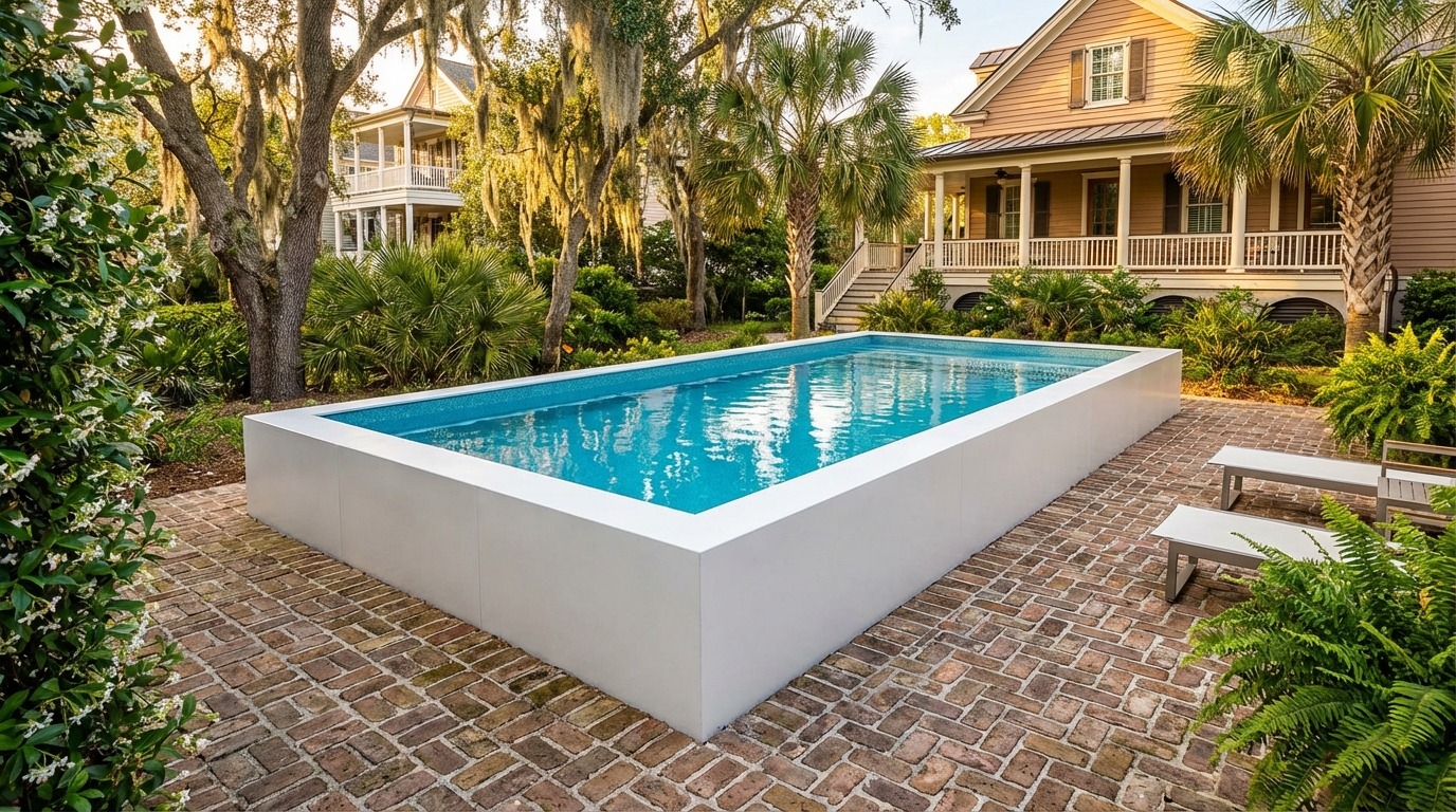 12 x 28 Alpine White Blue Topaz Architectural Pool