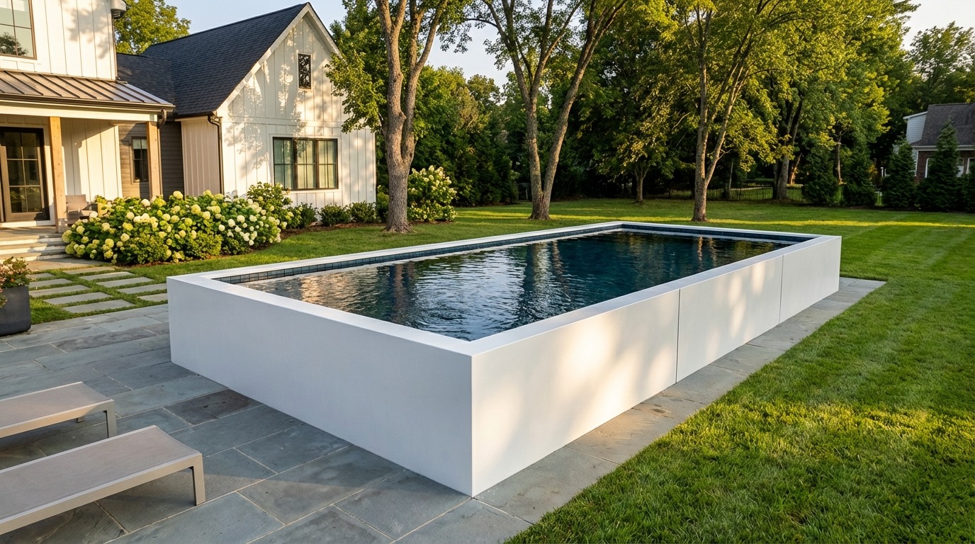 12 x 28 Alpine White Black Sapphire Architectural Pool