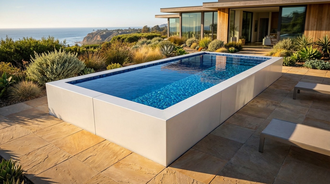 12 x 28 Alpine White Mystic Blue Architectural Pool