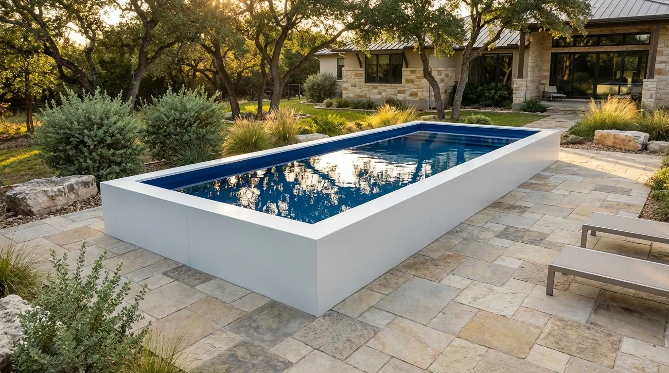 12 x 28 Alpine White Deep Sea Blue Architectural Pool