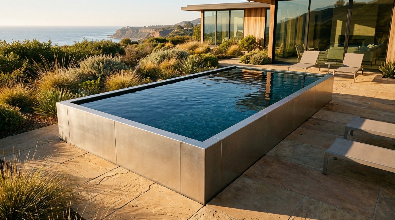 12 x 28 Platinum Silver Black Sapphire Architectural Pool