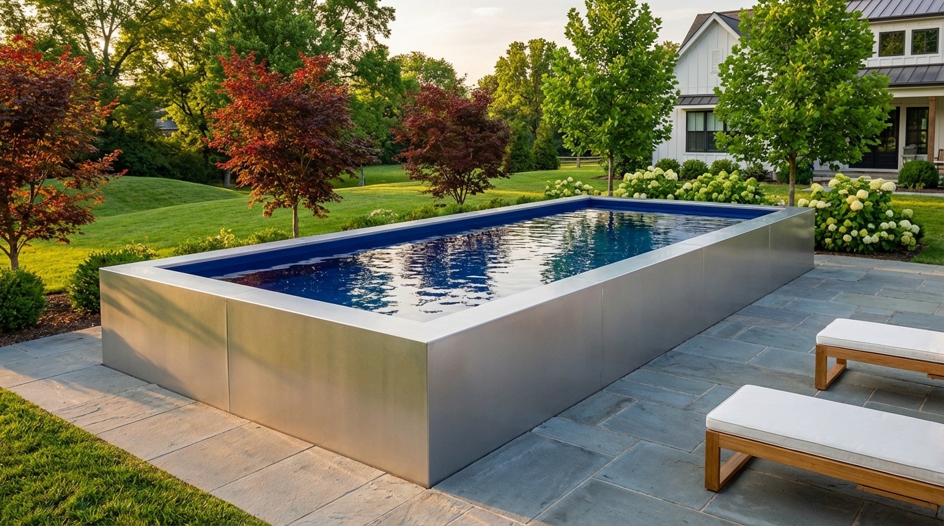 12 x 28 Platinum Silver Deep Sea Blue Architectural Pool