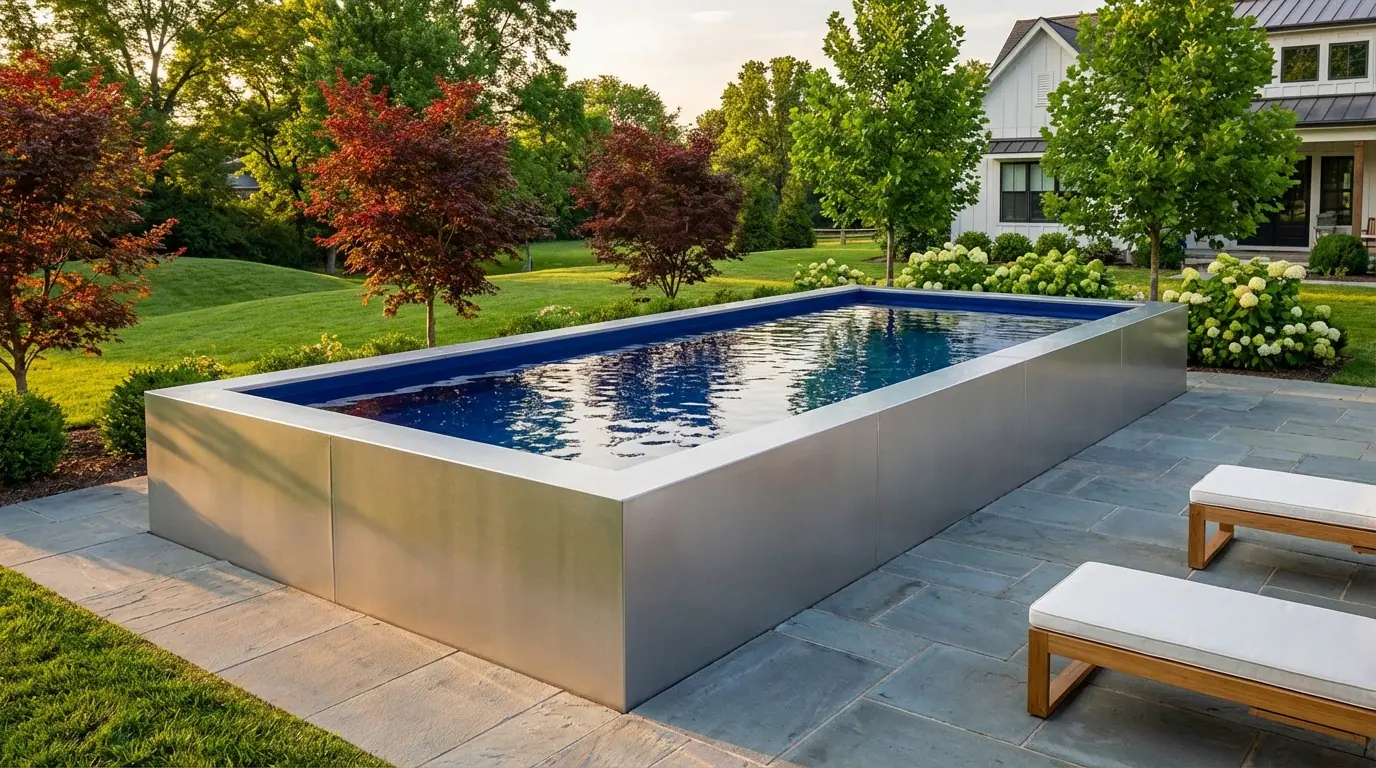 12 x 28 Platinum Silver Deep Sea Blue Architectural Pool