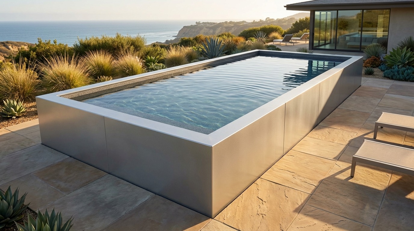 12 x 28 Platinum Silver Titanium Stone Architectural Pool