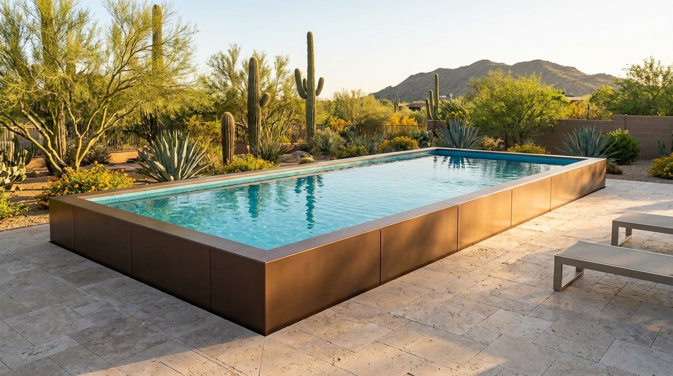 12 x 32 Canyon Bronze Blue Topaz Architectural Pool