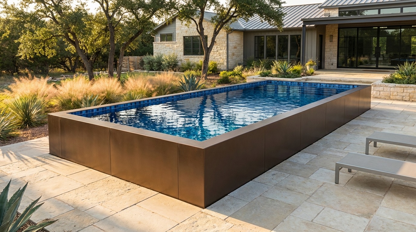 12 x 32 Canyon Bronze Mystic Blue Architectural Pool