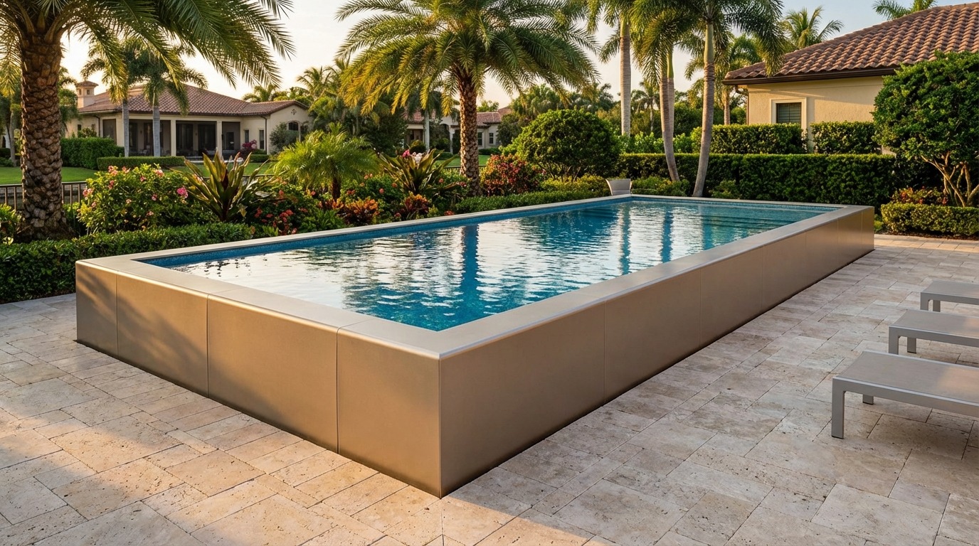 12 x 32 Champagne Mist Blue Topaz Architectural Pool