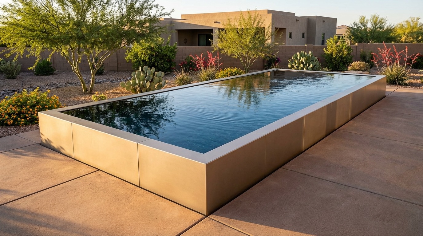 12 x 32 Champagne Mist Black Sapphire Architectural Pool