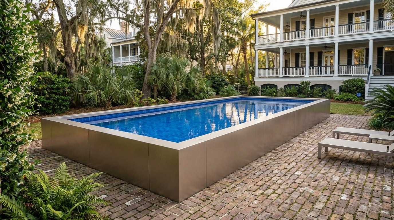 12 x 32 Champagne Mist Blue Matrix Architectural Pool