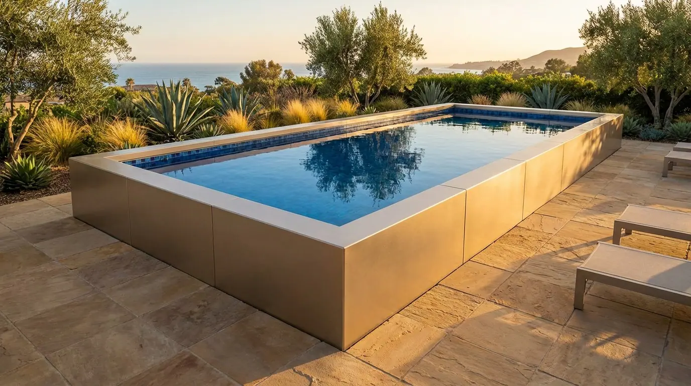 12 x 32 Champagne Mist Mystic Blue Architectural Pool