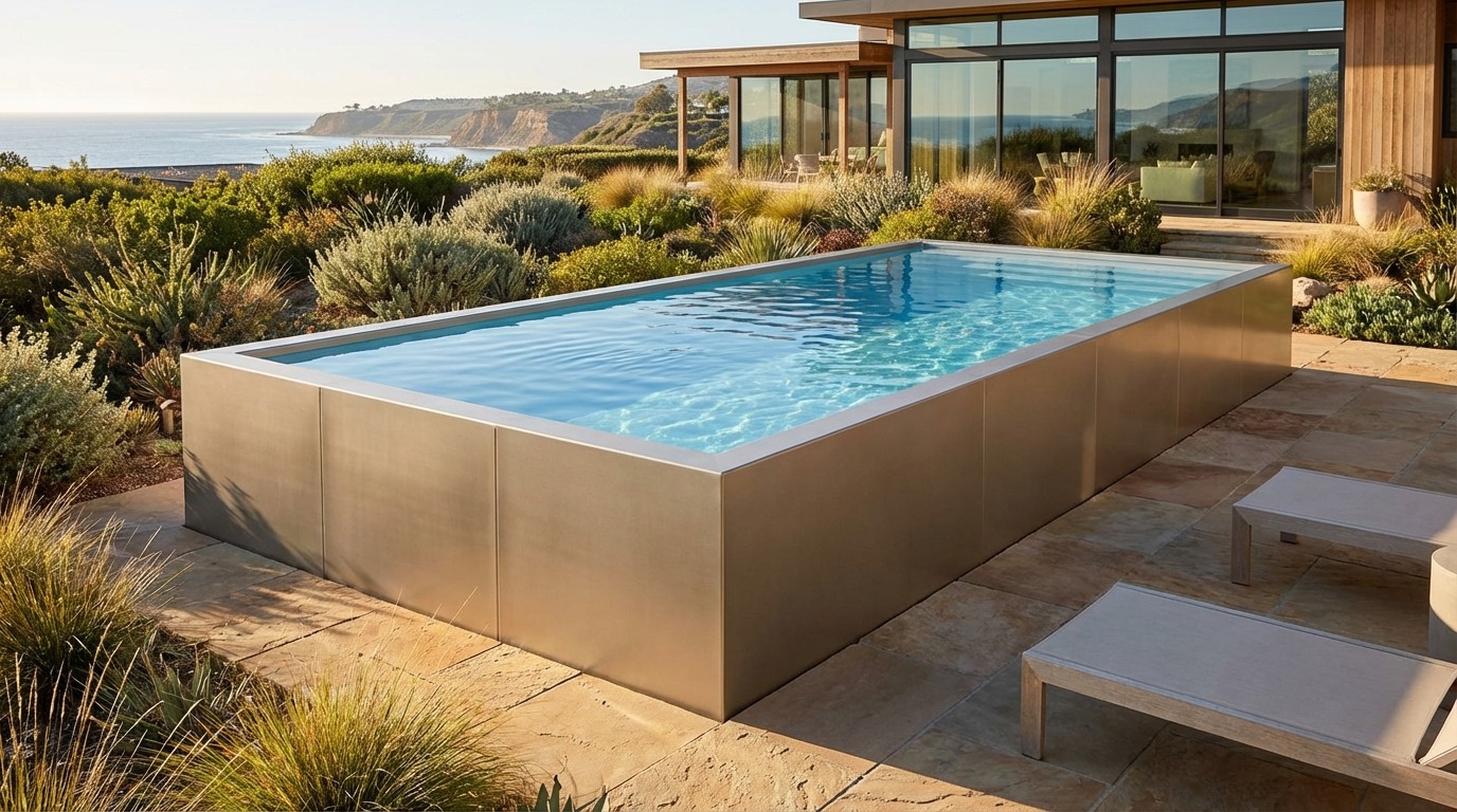 12 x 32 Champagne Mist Aqua Blue Architectural Pool