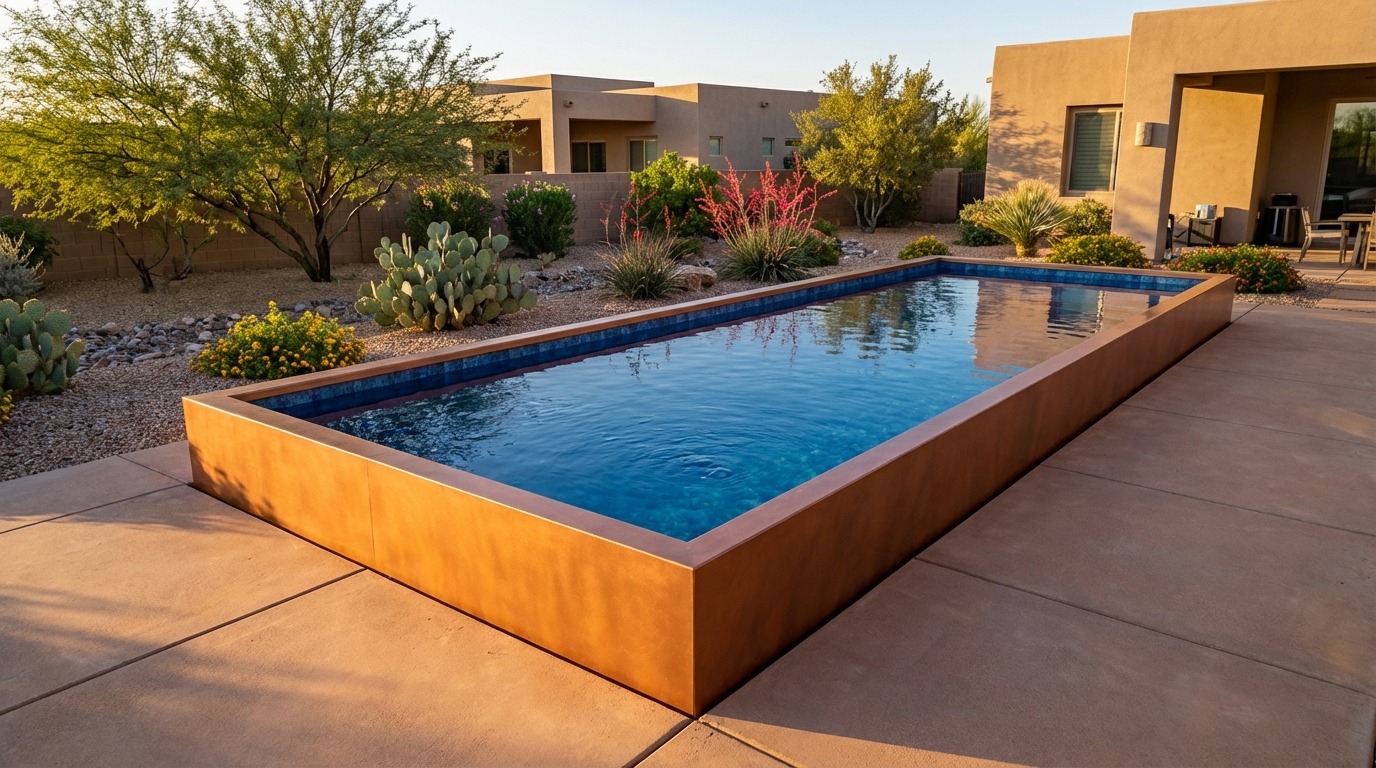 12 x 32 Espresso Copper Mystic Blue Architectural Pool