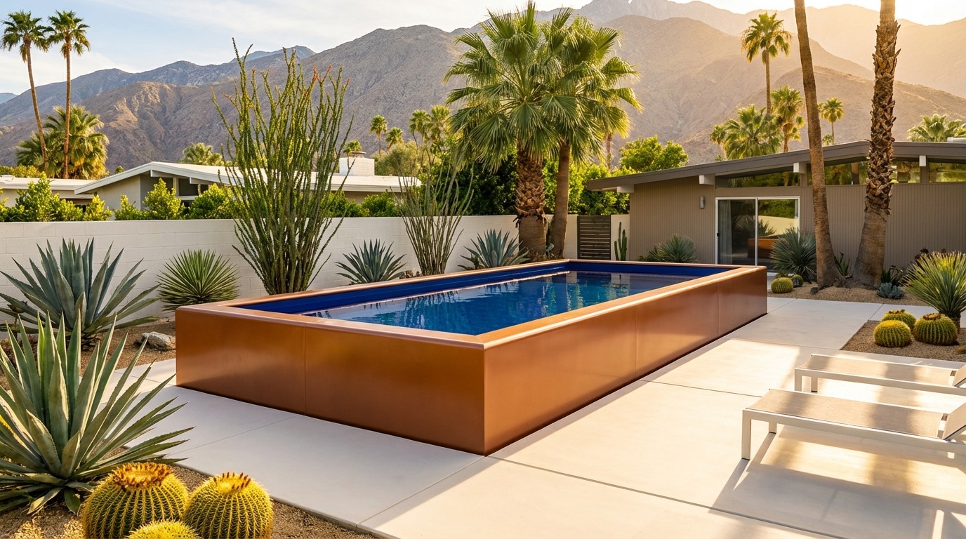 12 x 32 Espresso Copper Deep Sea Blue Architectural Pool