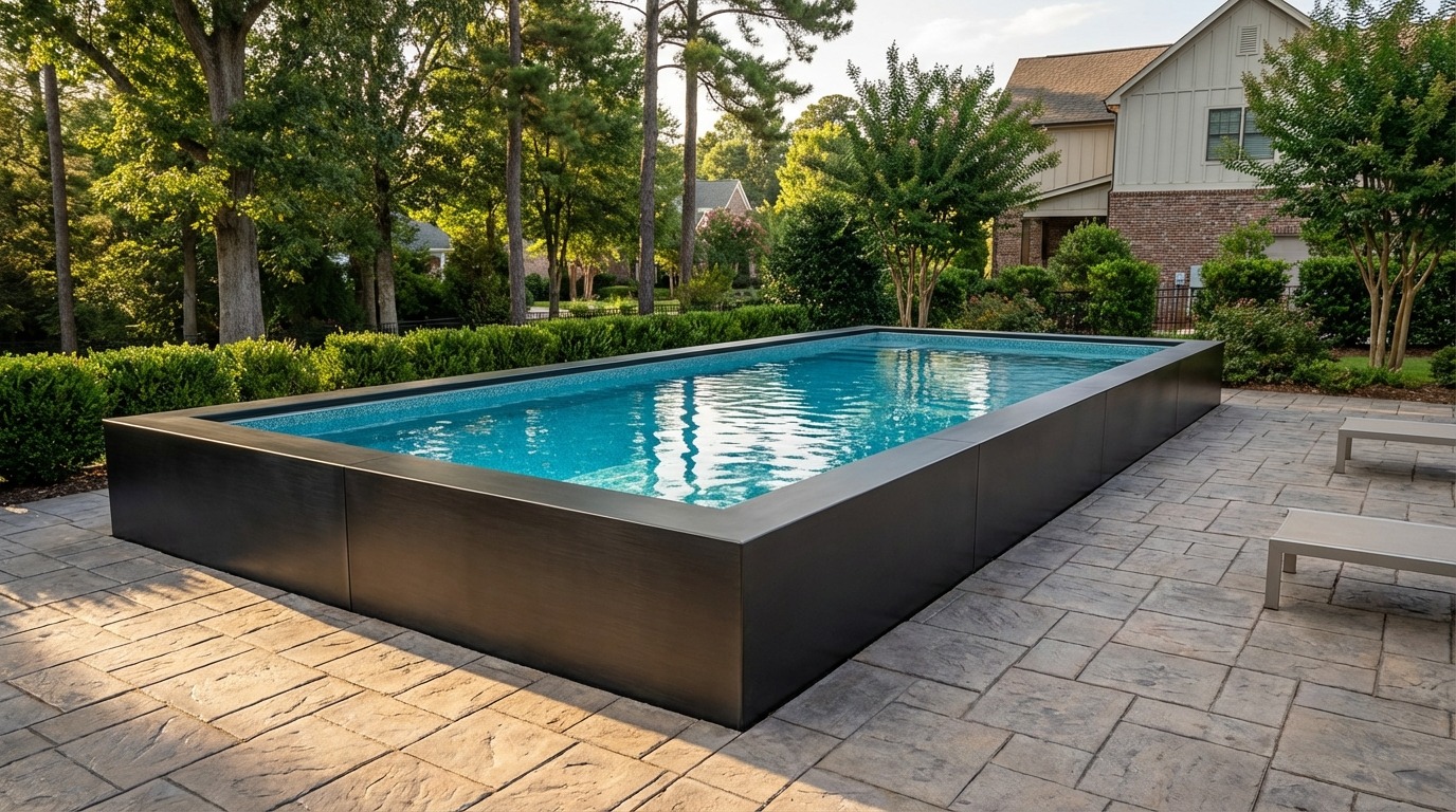 12 x 32 Midnight Black Blue Topaz Architectural Pool