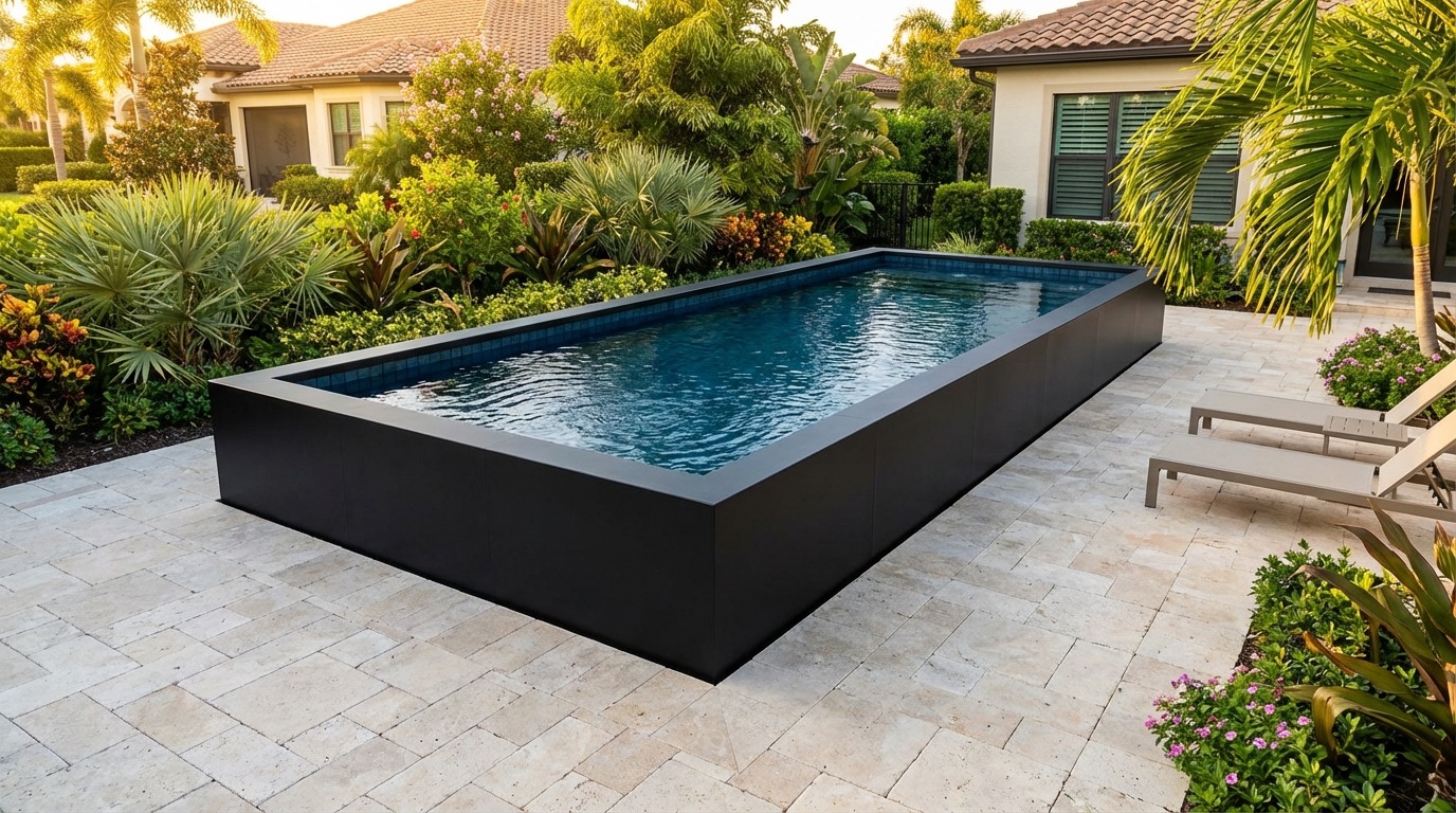12 x 32 Midnight Black Black Sapphire Architectural Pool
