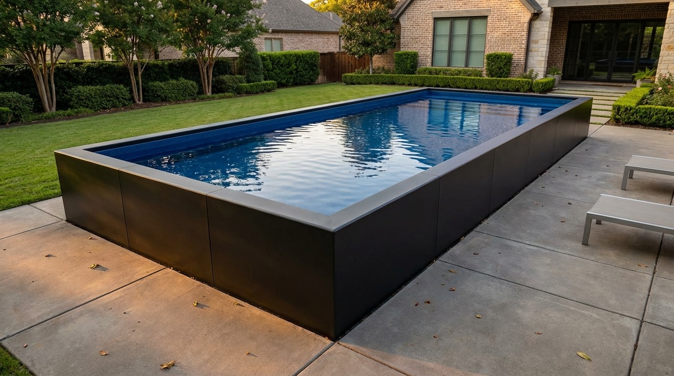 12 x 32 Midnight Black Deep Sea Blue Architectural Pool