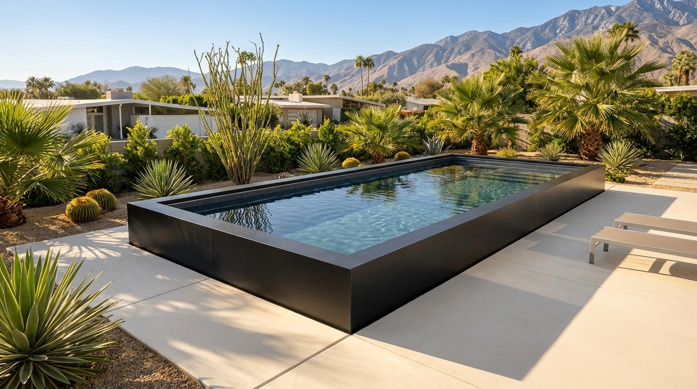 12 x 32 Midnight Black Titanium Stone Architectural Pool