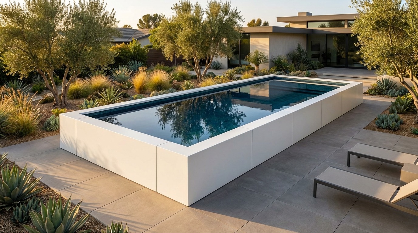 12 x 32 Alpine White Black Sapphire Architectural Pool