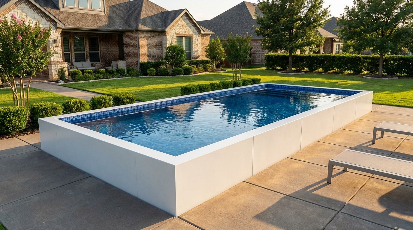 12 x 32 Alpine White Mystic Blue Architectural Pool