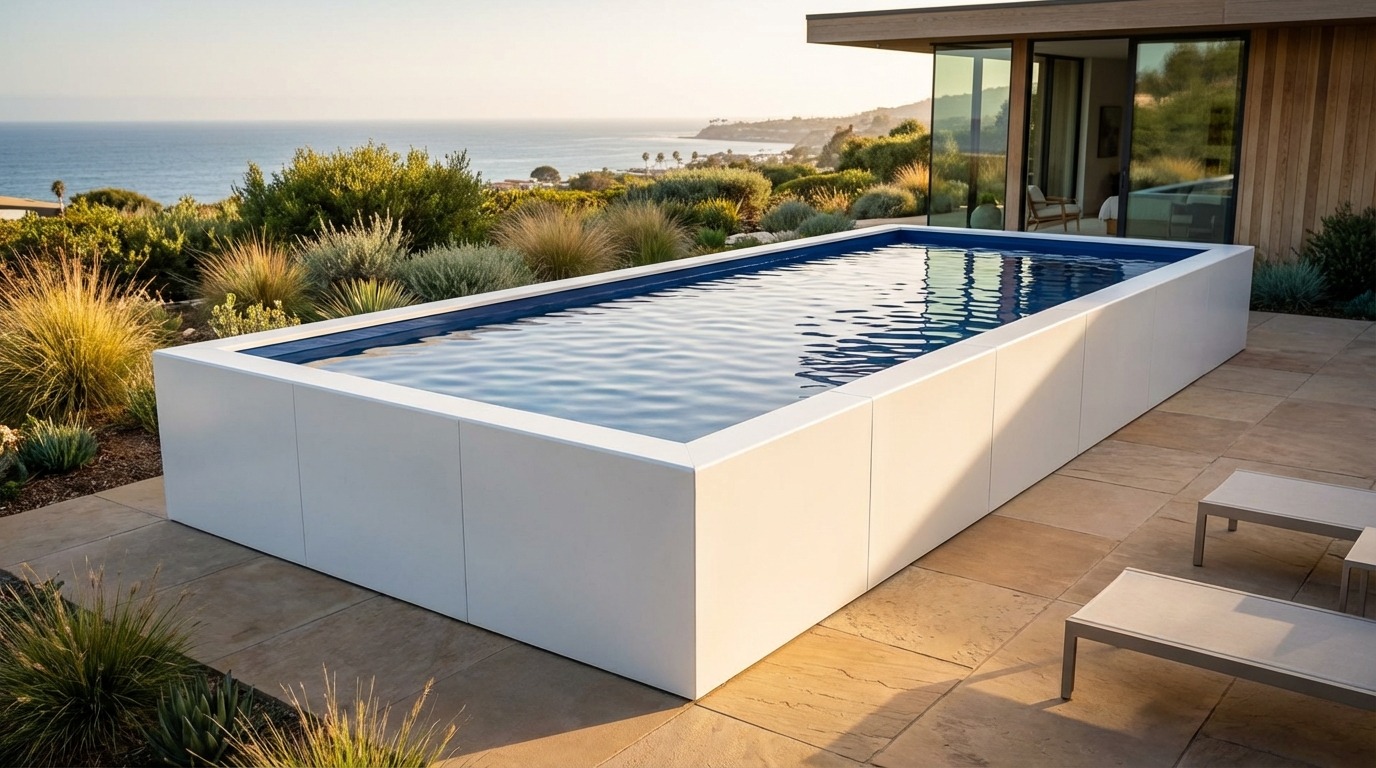 12 x 32 Alpine White Deep Sea Blue Architectural Pool