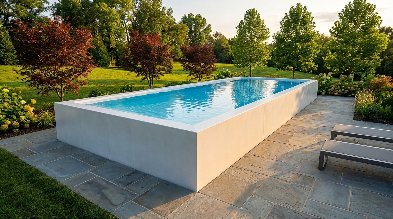 12 x 32 Alpine White Aqua Blue Architectural Pool