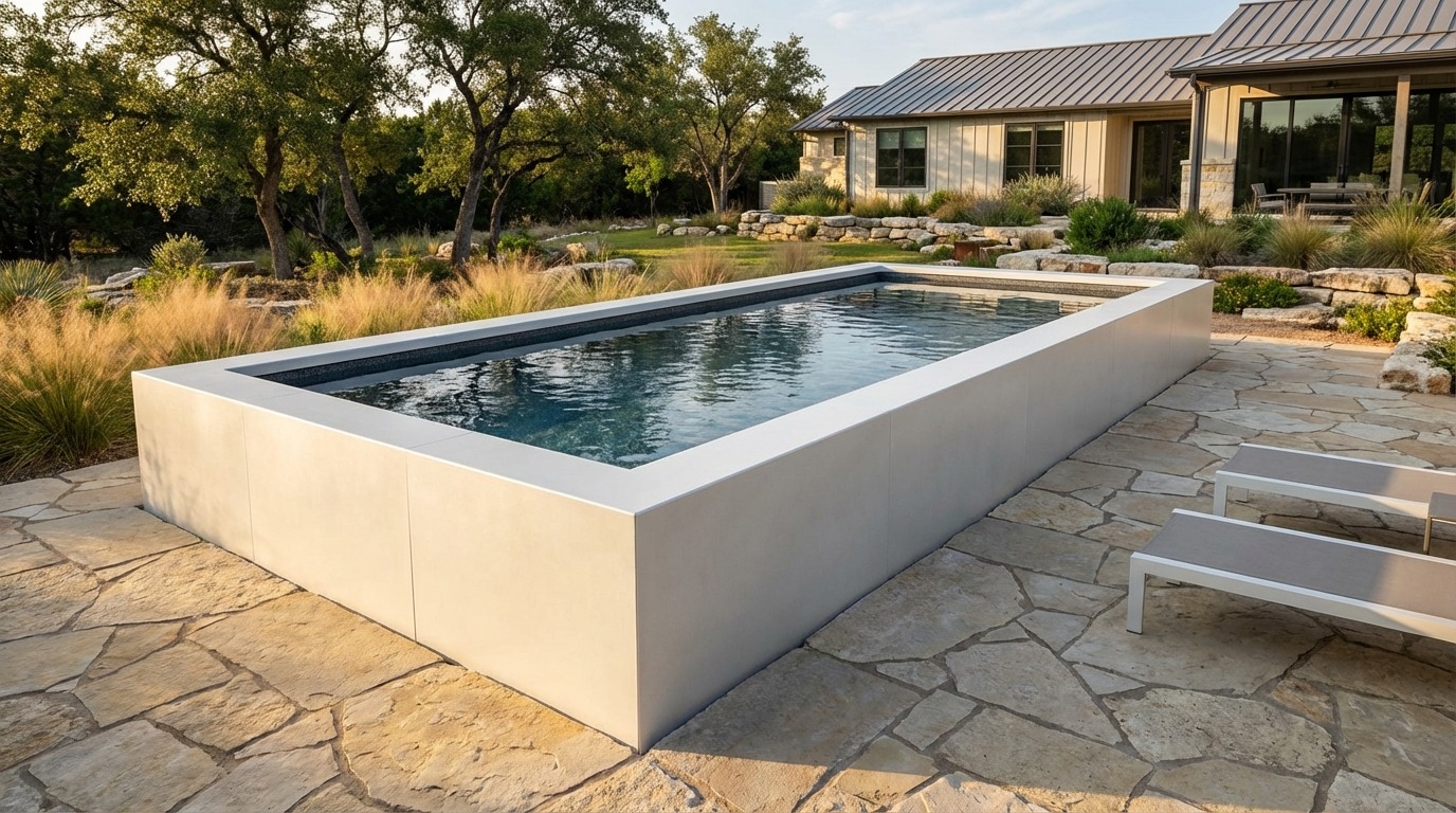 12 x 32 Alpine White Titanium Stone Architectural Pool