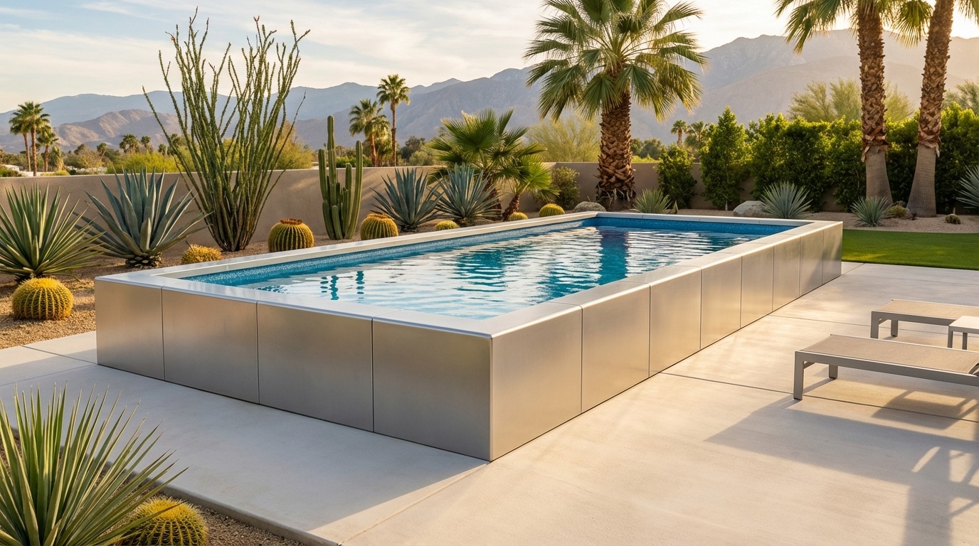 12 x 32 Platinum Silver Blue Topaz Architectural Pool