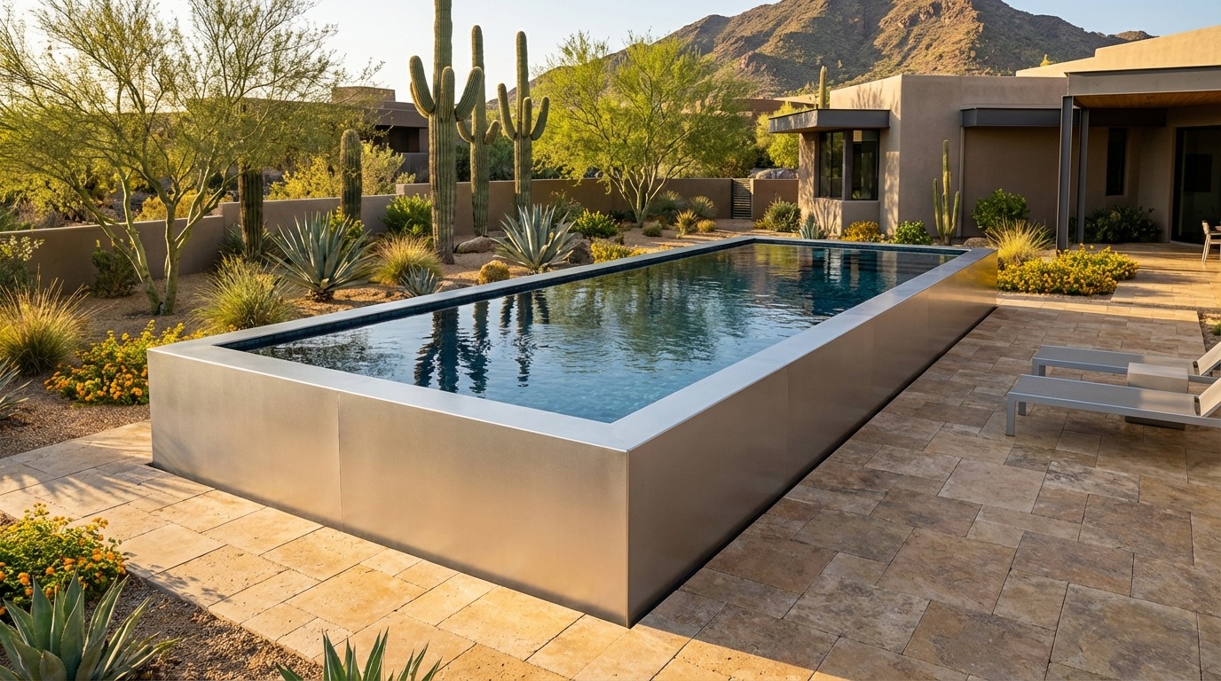 12 x 32 Platinum Silver Black Sapphire Architectural Pool