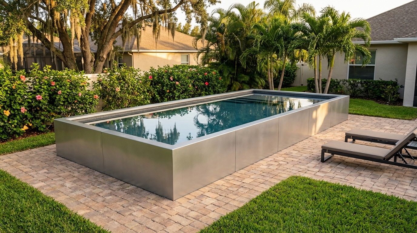 12 x 32 Platinum Silver Titanium Stone Architectural Pool