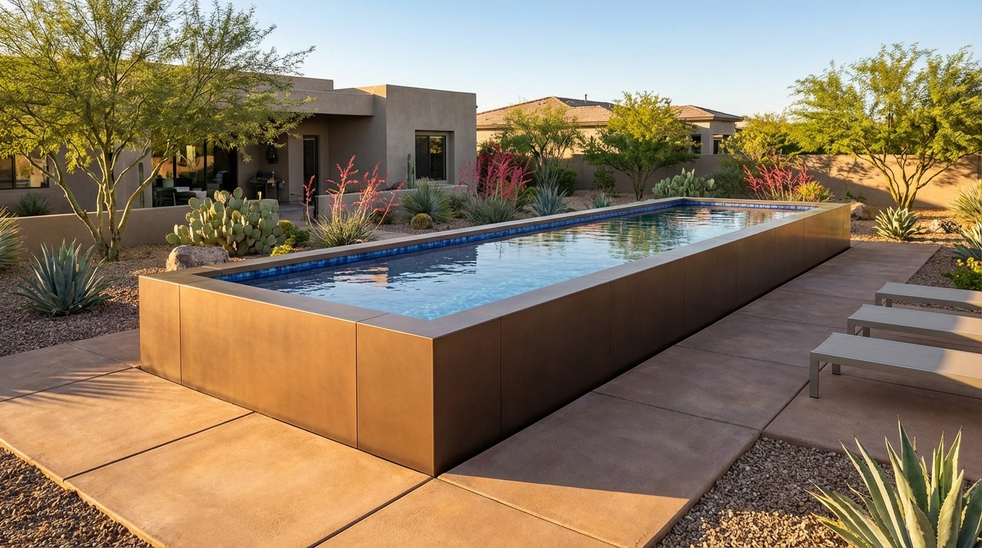12 x 36 Canyon Bronze Mystic Blue Architectural Pool