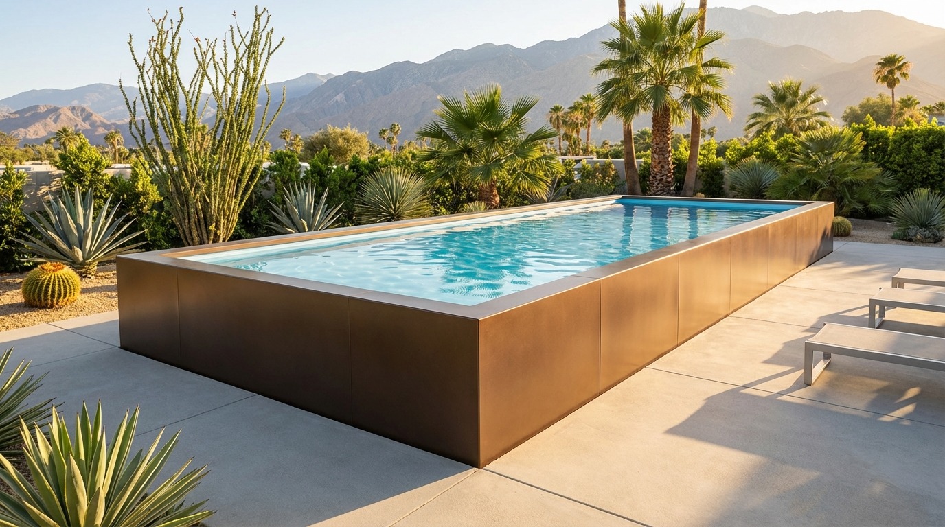 12 x 36 Canyon Bronze Aqua Blue Architectural Pool