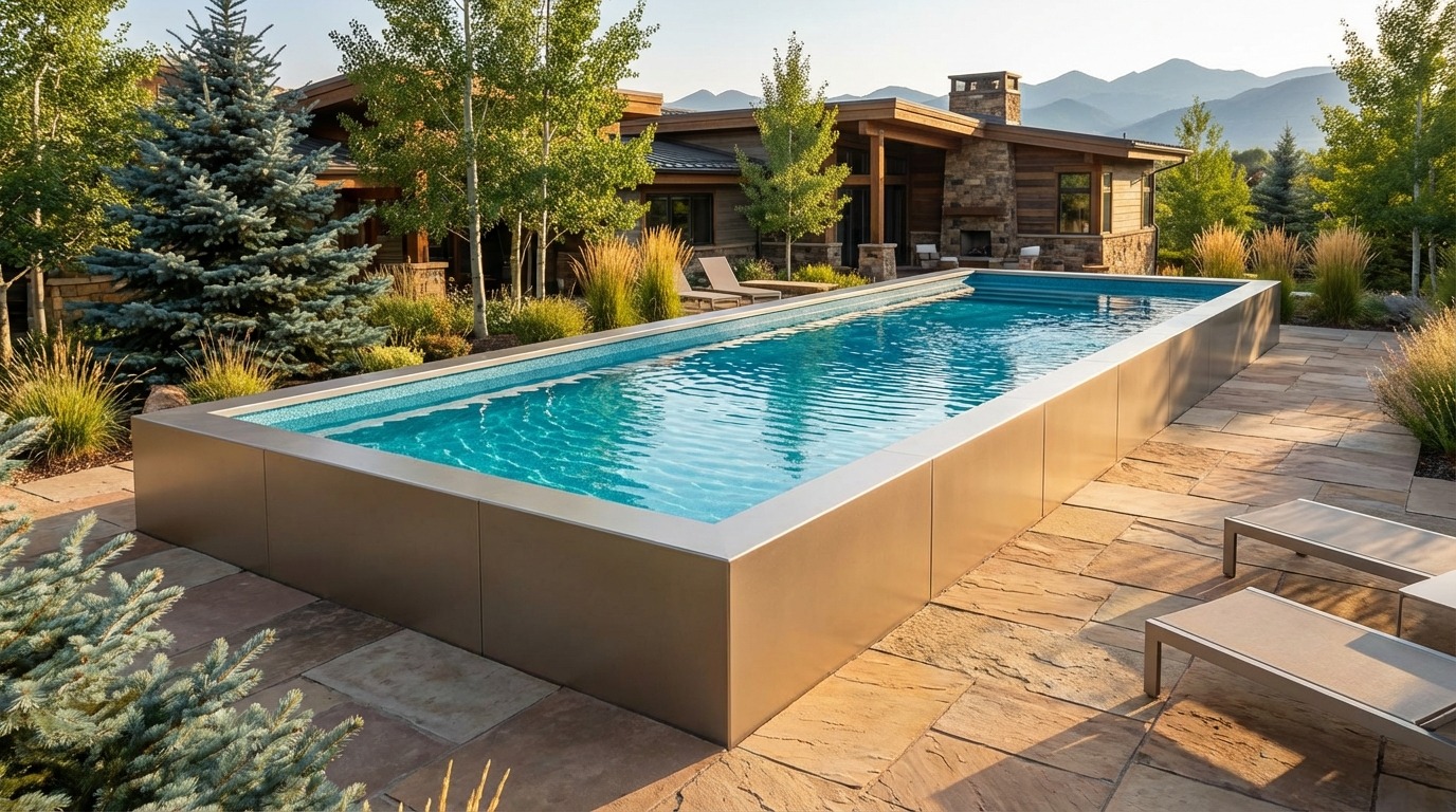 12 x 36 Champagne Mist Blue Topaz Architectural Pool