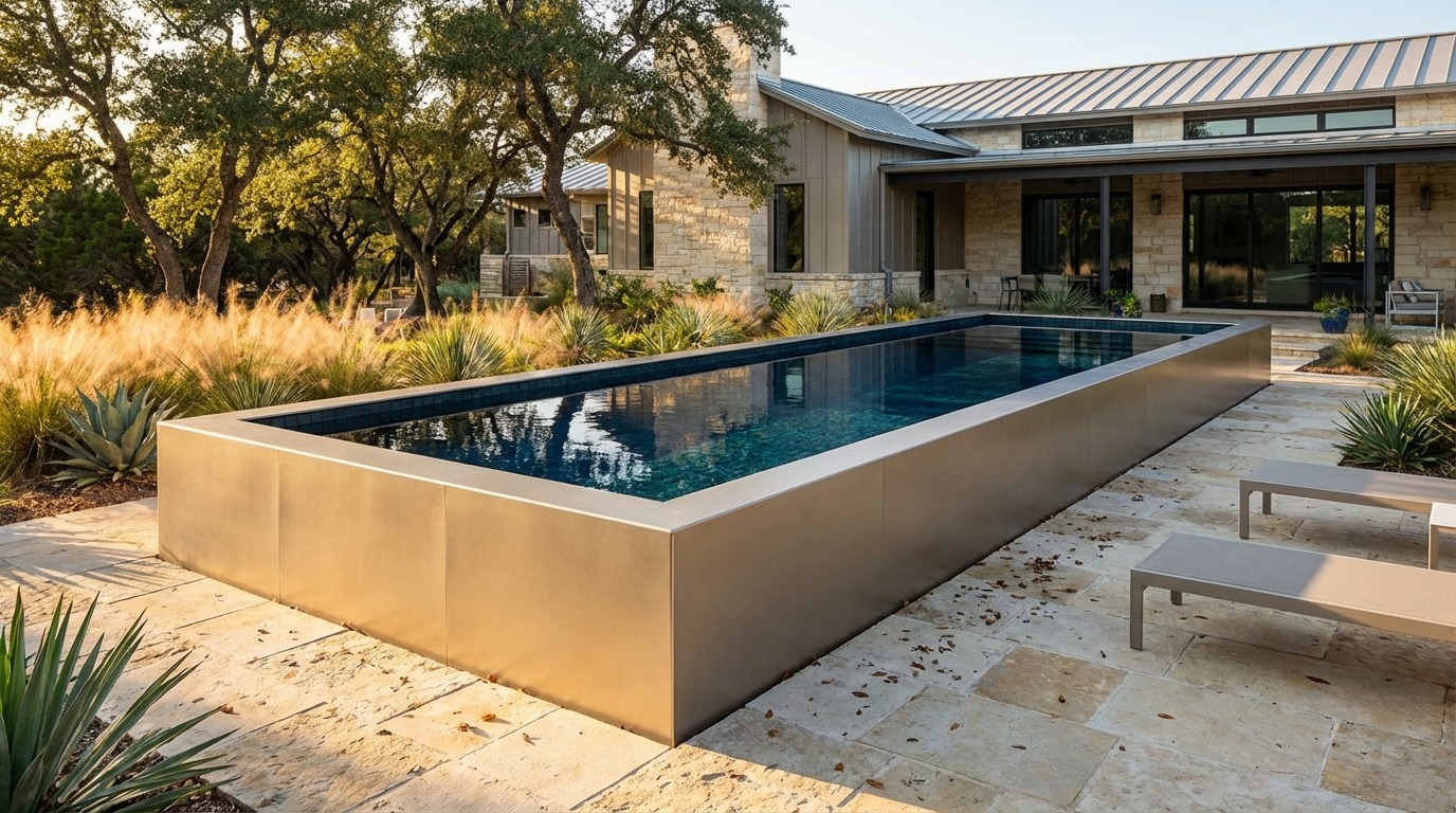 12 x 36 Champagne Mist Black Sapphire Architectural Pool