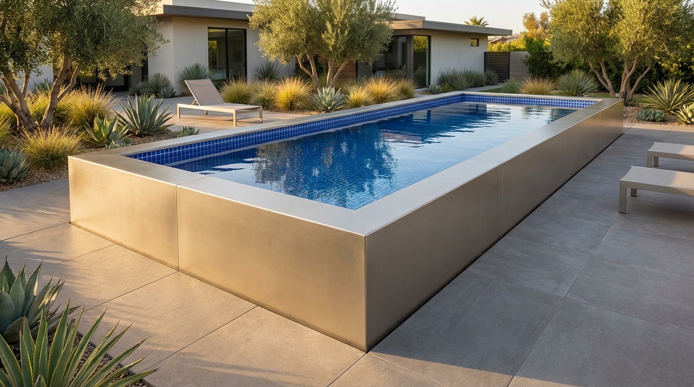 12 x 36 Champagne Mist Blue Matrix Architectural Pool