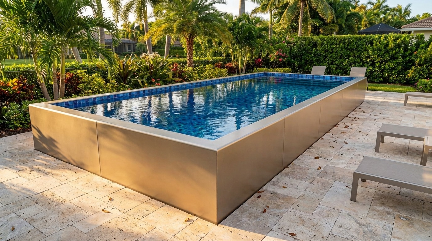 12 x 36 Champagne Mist Mystic Blue Architectural Pool