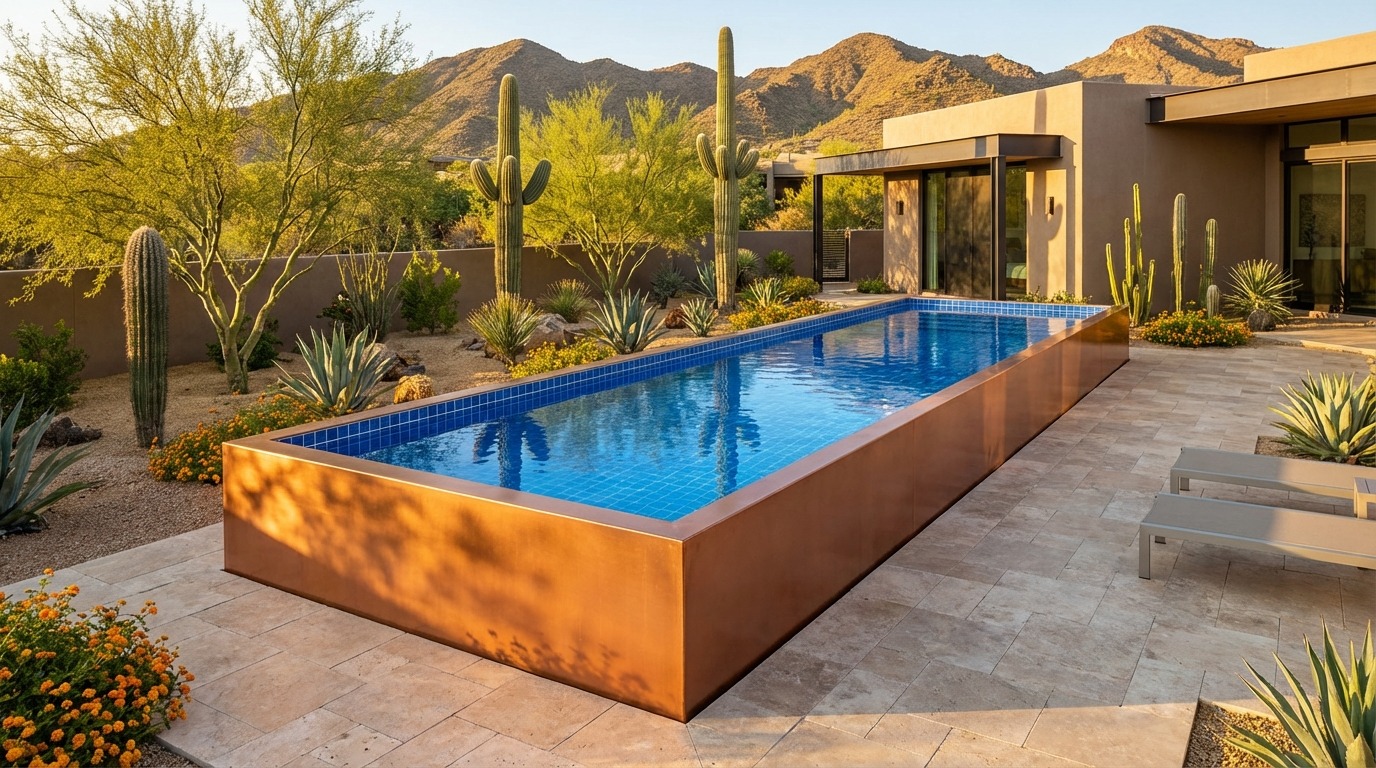 12 x 36 Espresso Copper Blue Matrix Architectural Pool