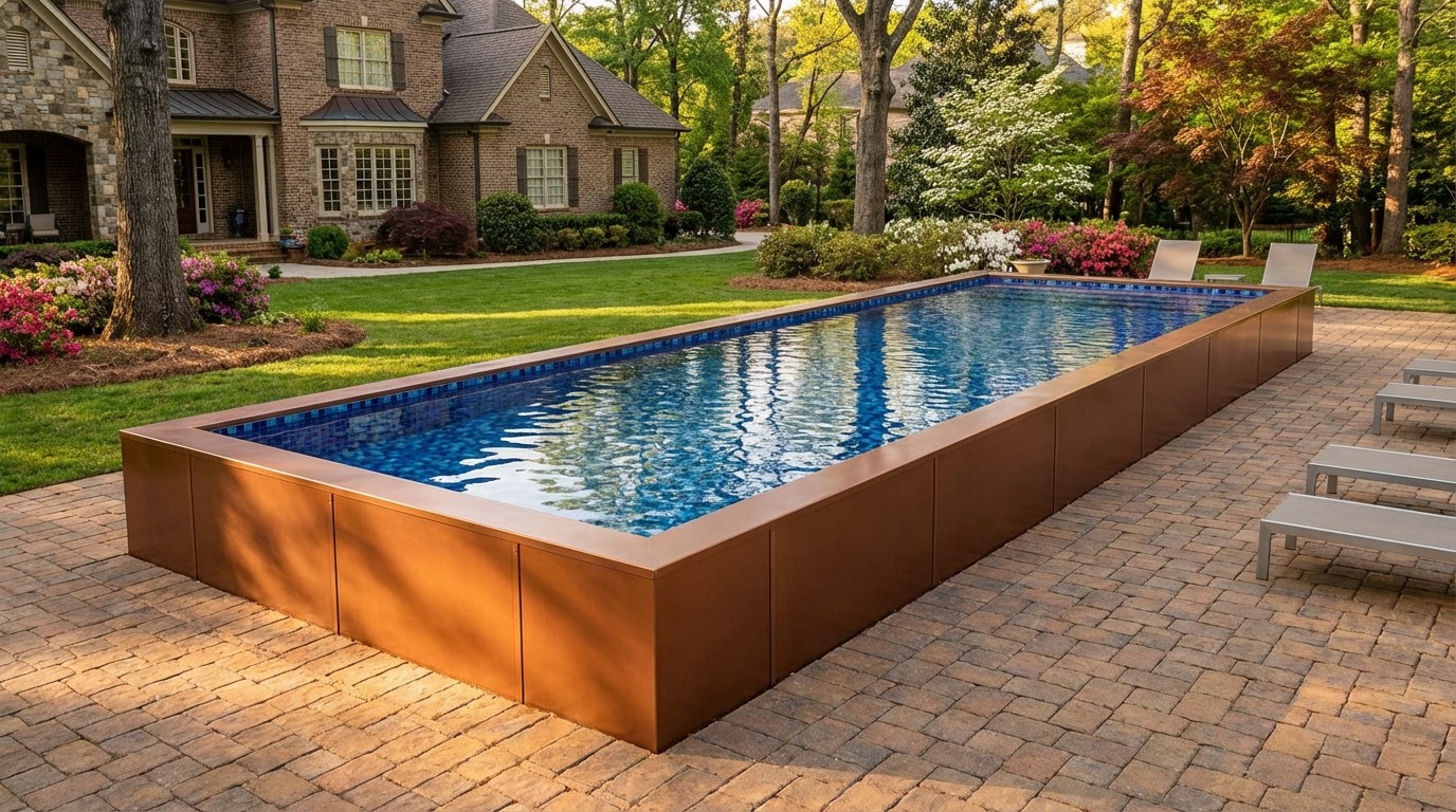 12 x 36 Espresso Copper Mystic Blue Architectural Pool